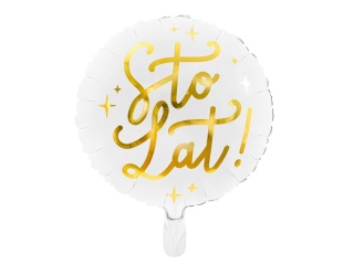 Balon foliowy Sto Lat, biały 45cm