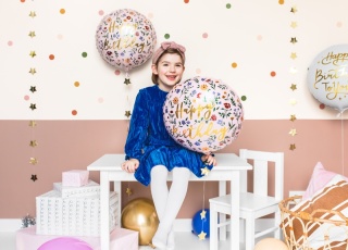 Balon foliowy Happy Birthday, kolorowy 45cm