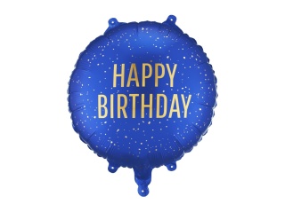 Balon foliowy pastylka Happy Birthday, 35cm granatowy