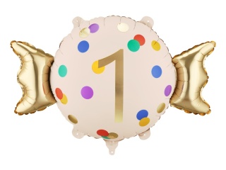 Balon foliowy urodzinowy cyfra 1, cukierek 76cm