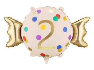 Balon foliowy urodzinowy cyfra 2, cukierek 76cm