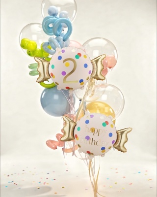 Balon foliowy urodzinowy cyfra 2, cukierek 76cm