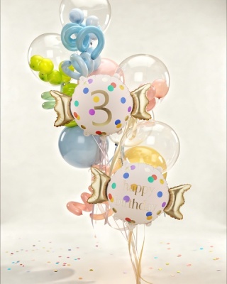 Balon foliowy urodzinowy cyfra 3, cukierek 76cm