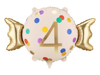 Balon foliowy urodzinowy cyfra 4, cukierek 76cm