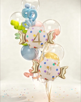Balon foliowy urodzinowy cyfra 4, cukierek 76cm