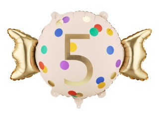 Balon foliowy urodzinowy cyfra 5, cukierek 76cm