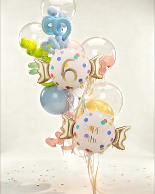 Balon foliowy urodzinowy cyfra 6, cukierek 76cm