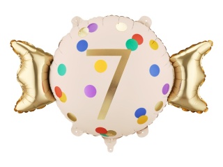 Balon foliowy urodzinowy cyfra 7, cukierek 76cm