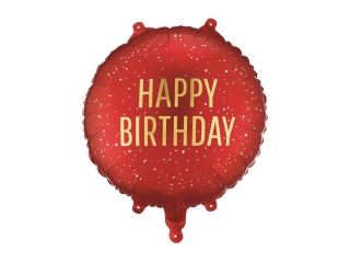 Balon foliowy pastylka Happy Birthday, 35cm czerwony